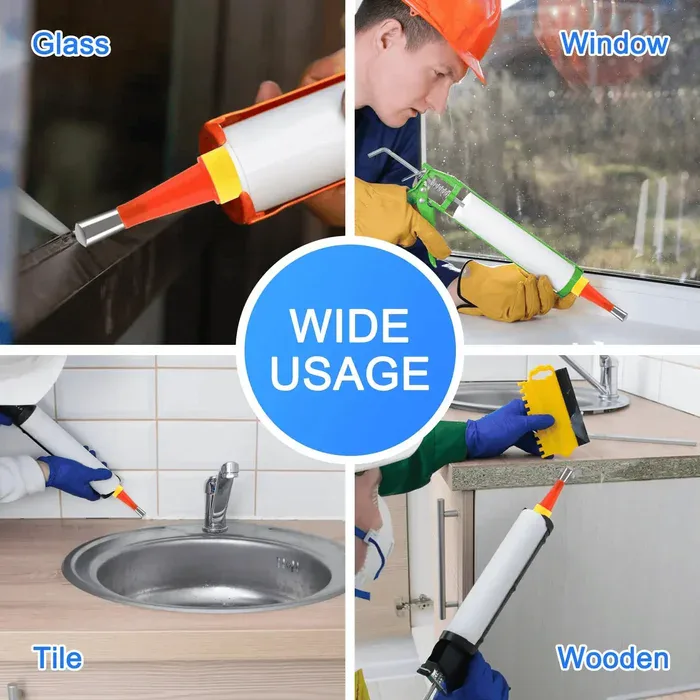 Caulking tool in use